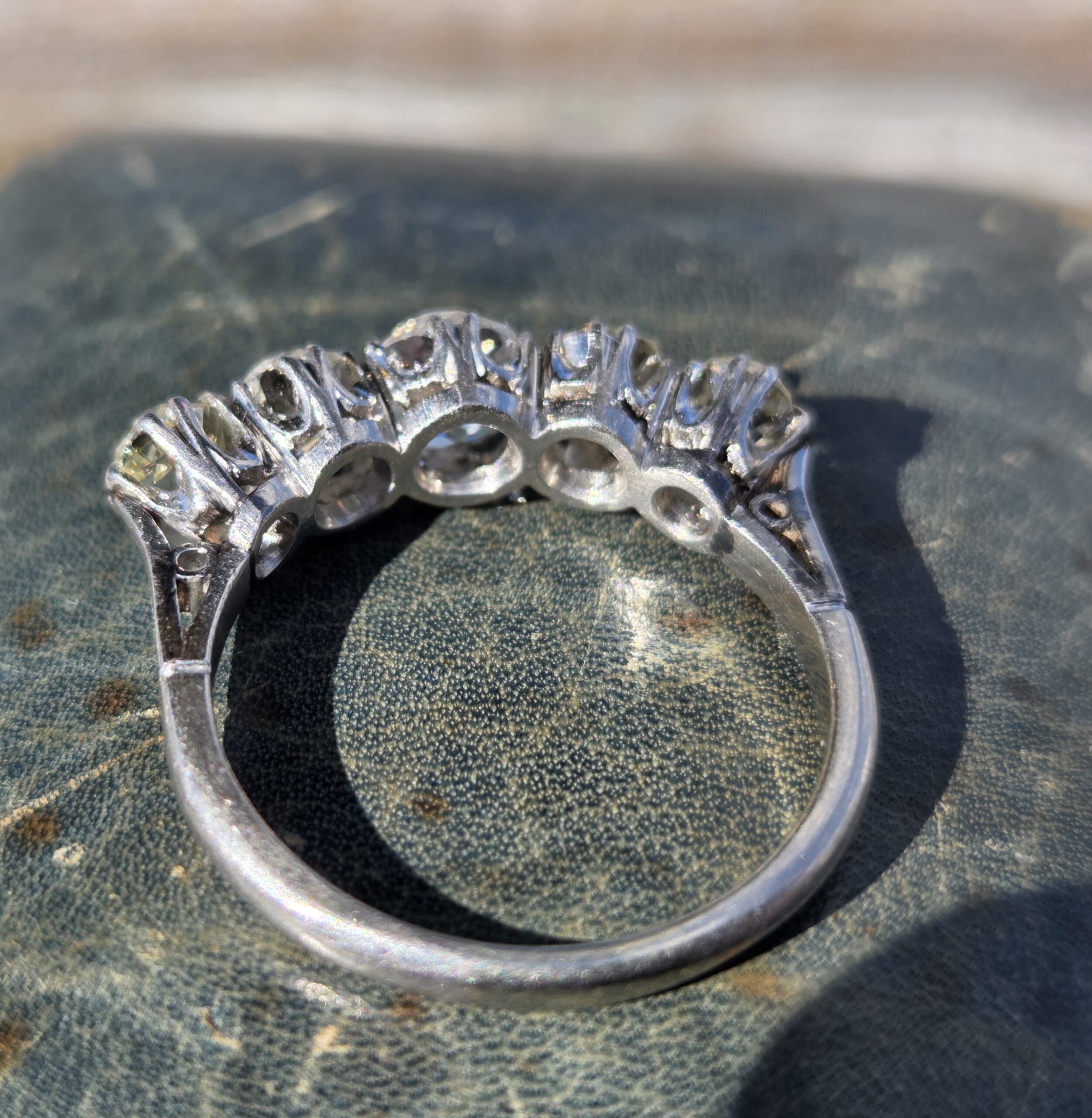 SOLD. Huge Antique Diamond 5 stone/Eternity ring. - Image 7