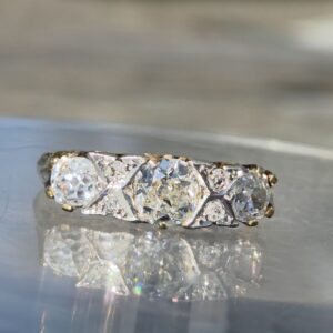 Antique Old cut Diamond Trilogy ring.