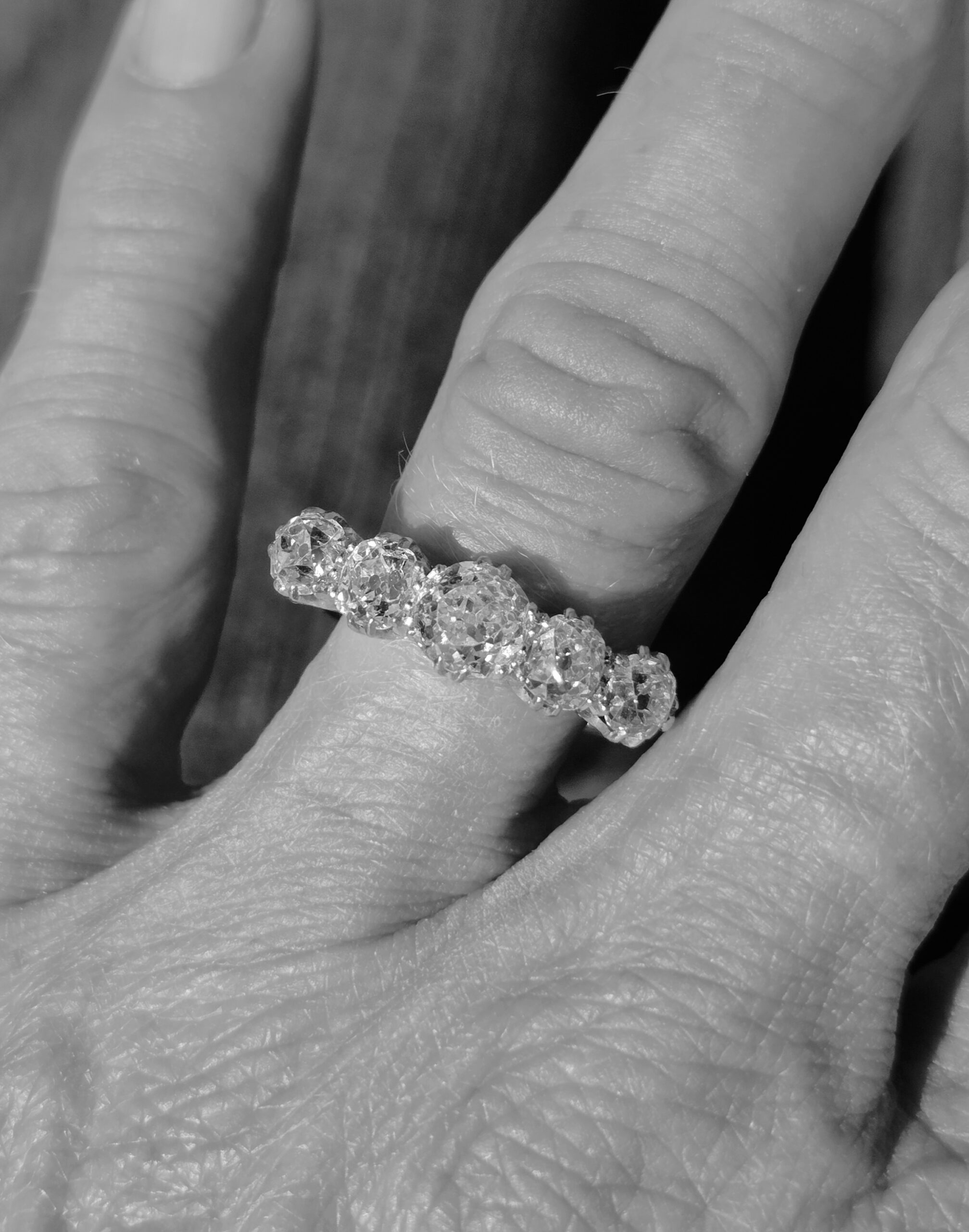 SOLD. Huge Antique Diamond 5 stone/Eternity ring. - Image 11