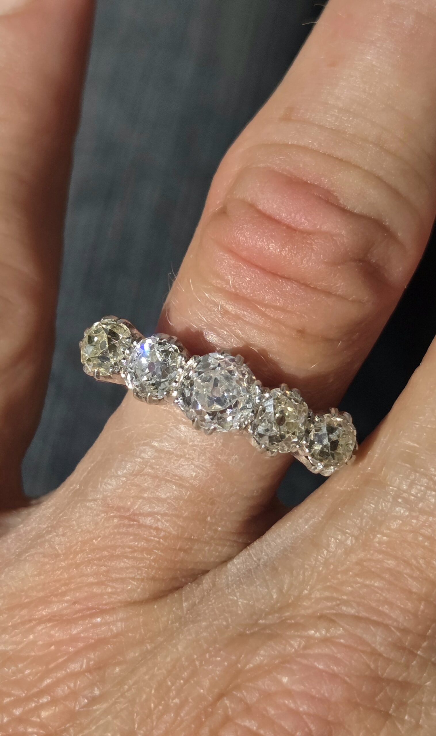 SOLD. Huge Antique Diamond 5 stone/Eternity ring. - Image 10