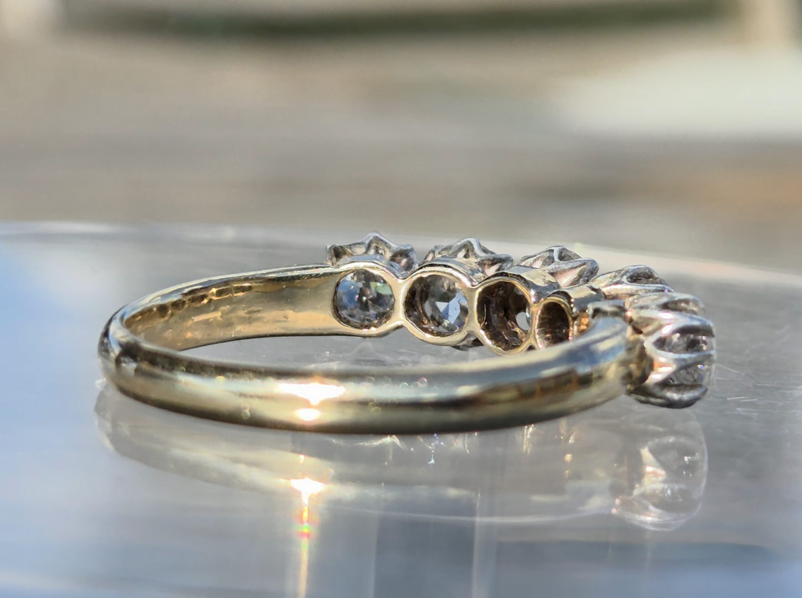 Original Old cut Diamond 5 stone/Eternity ring - Image 4