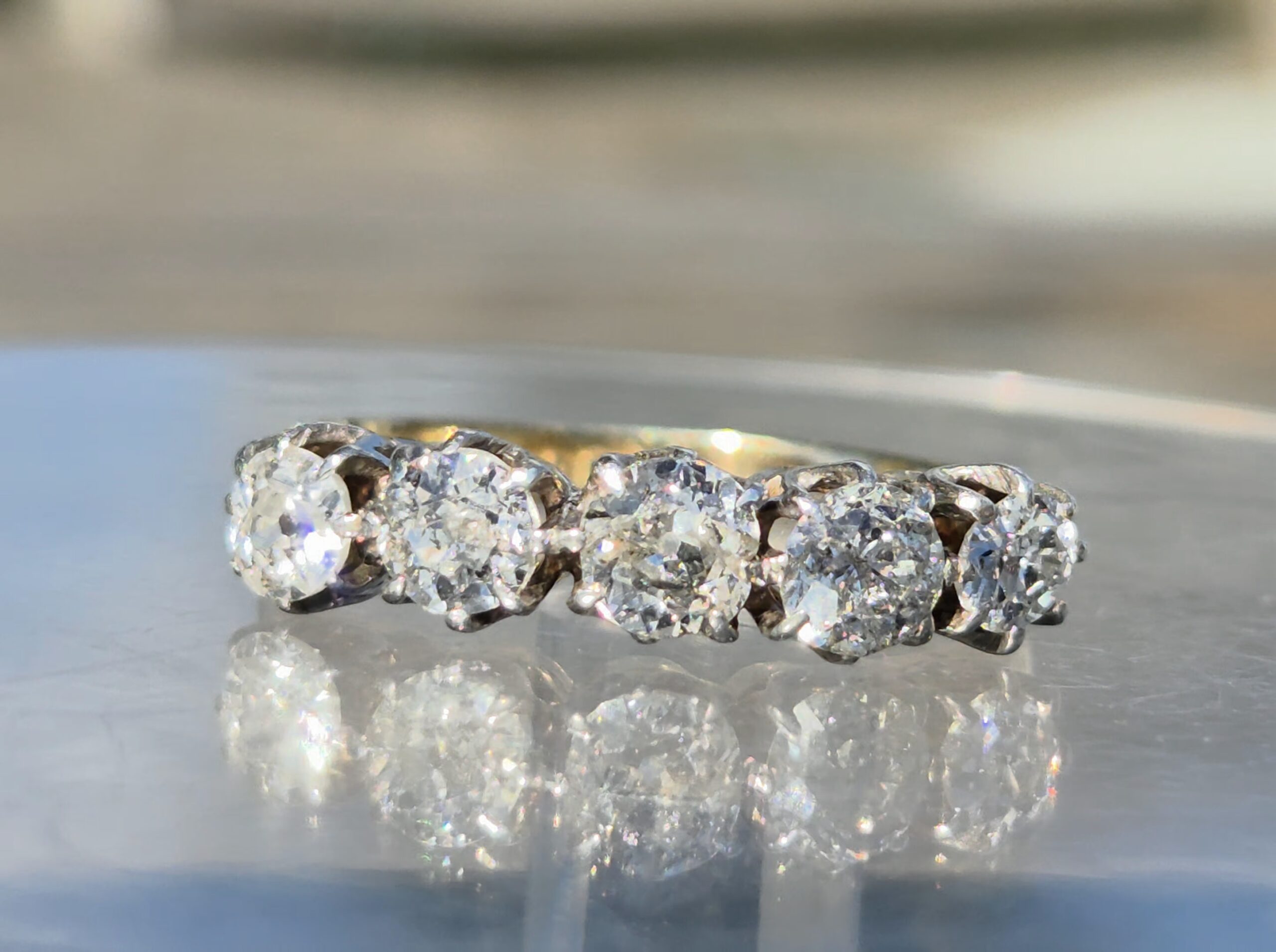Original Old cut Diamond 5 stone/Eternity ring