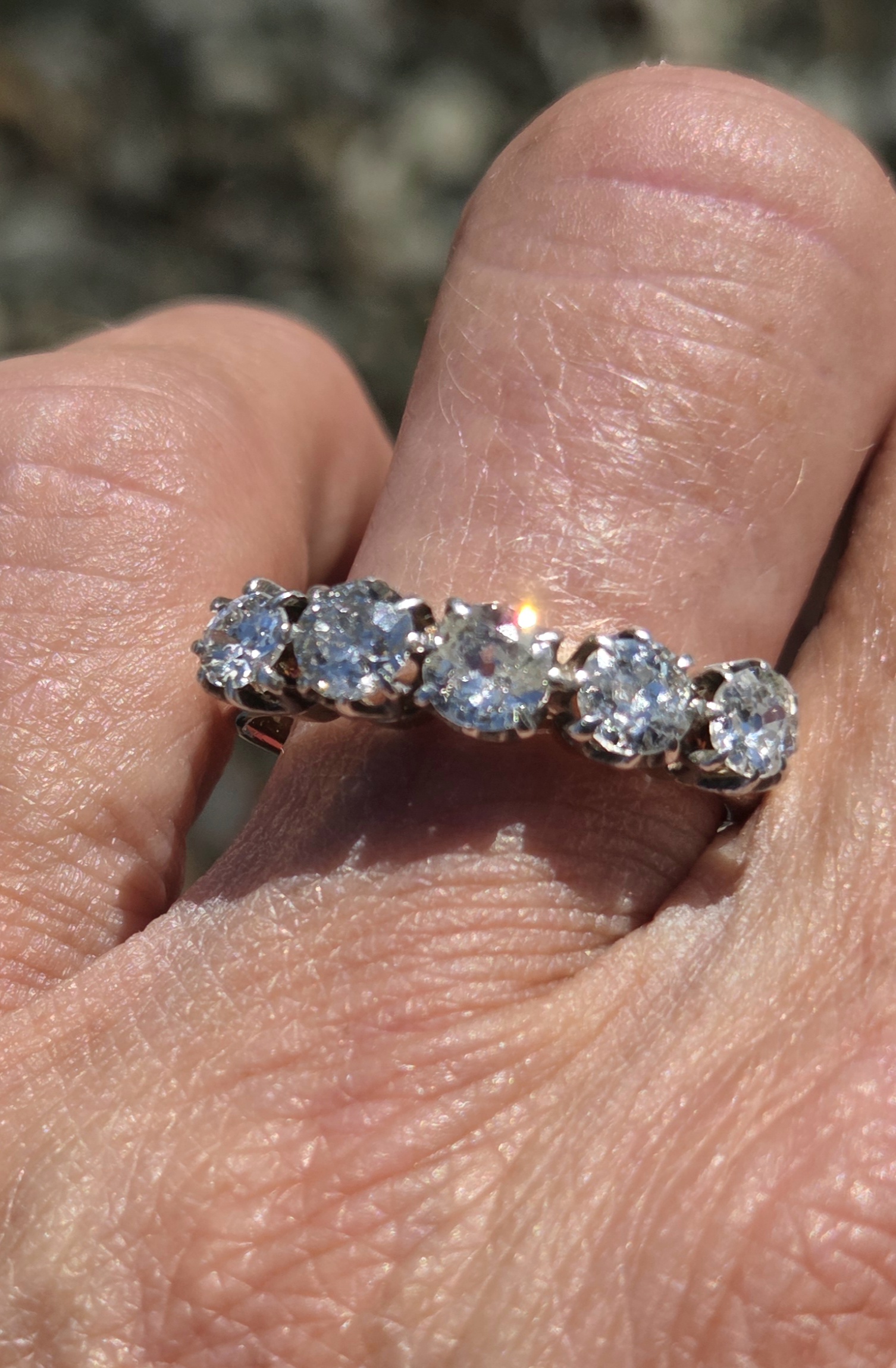 Original Old cut Diamond 5 stone/Eternity ring - Image 7