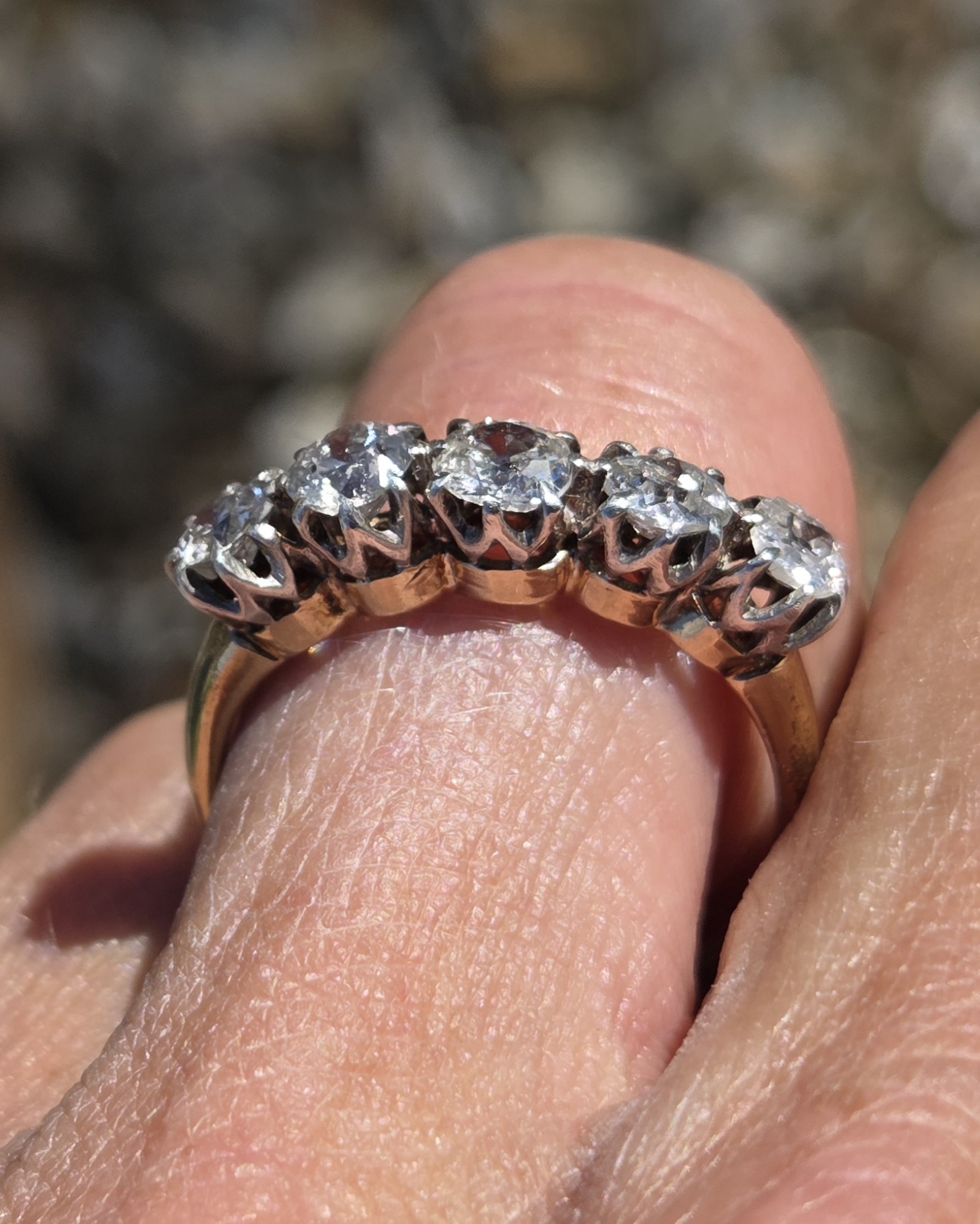 Original Old cut Diamond 5 stone/Eternity ring - Image 6