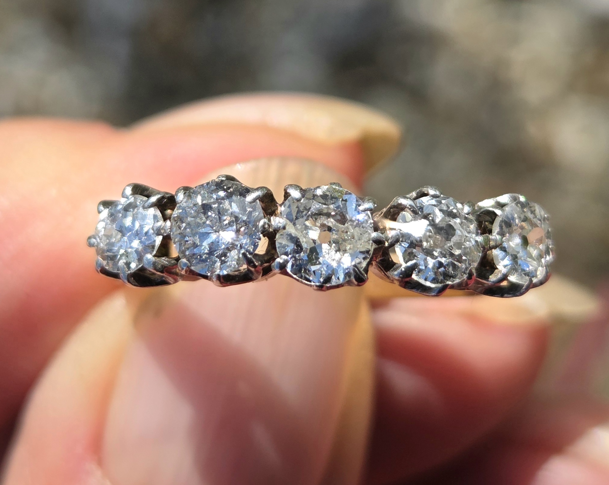 Original Old cut Diamond 5 stone/Eternity ring - Image 5