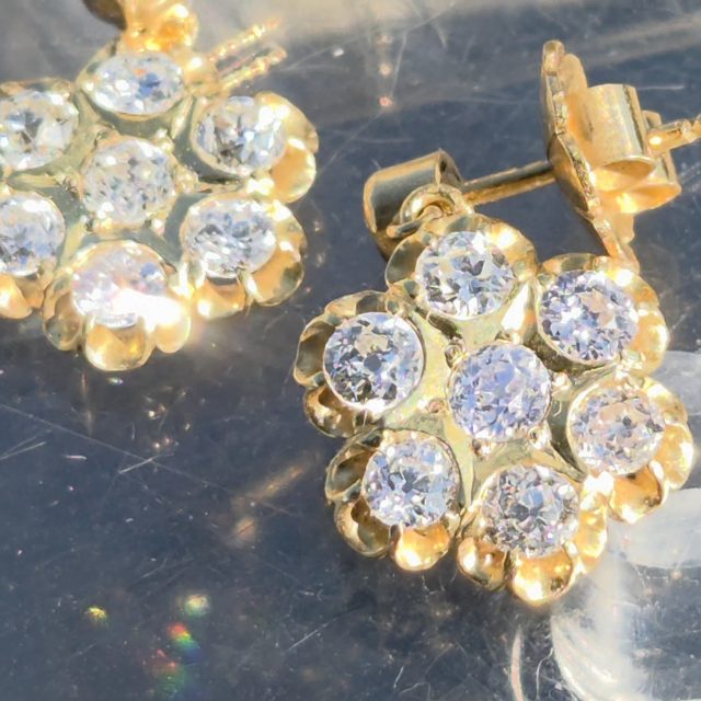 Exceptional Antique Old cut Diamond Earrings