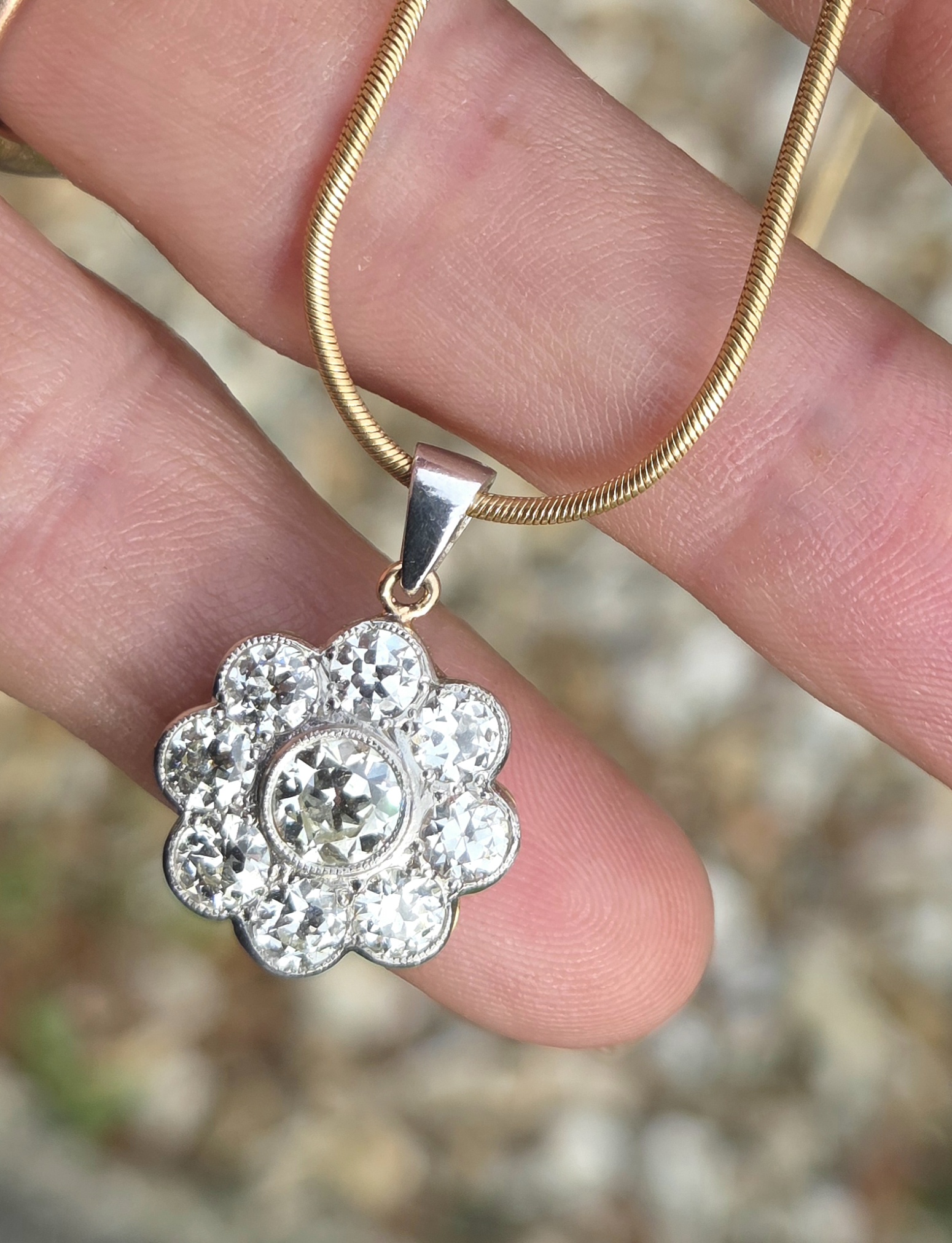 Old European cut Diamond pendant - Image 3