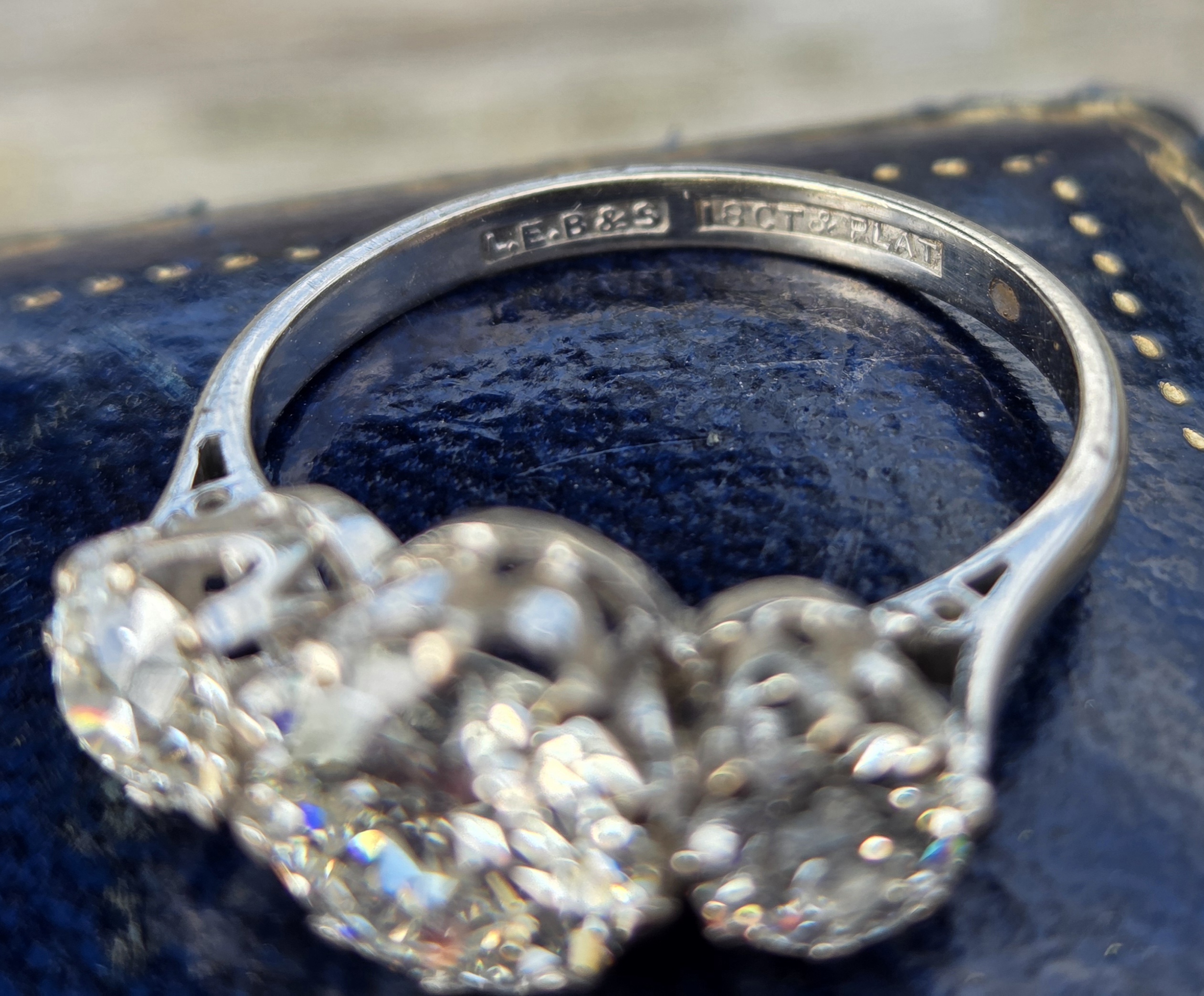 Wonderful 3ct Old cut Diamond Trilogy ring. - Image 7