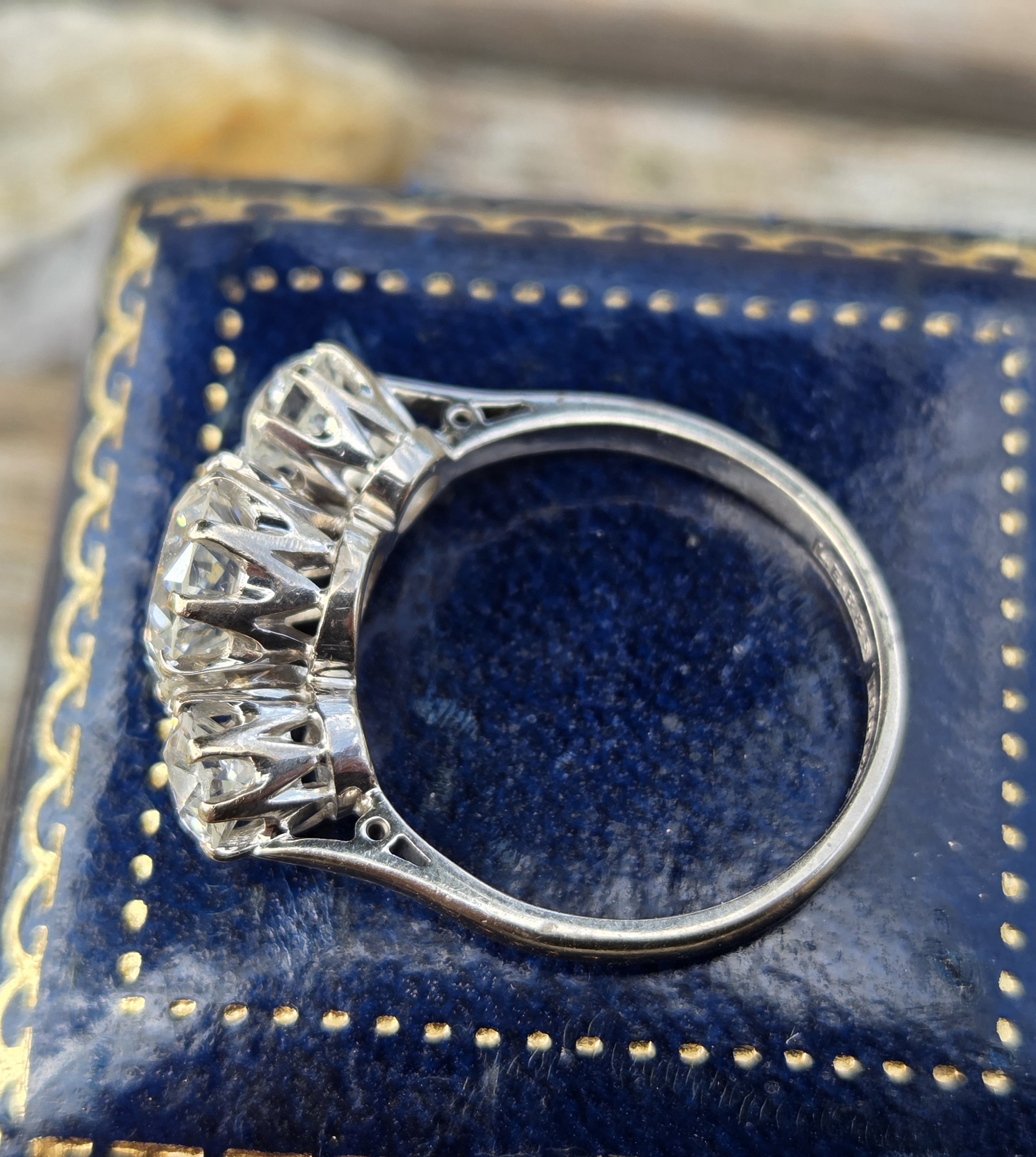 Wonderful 3ct Old cut Diamond Trilogy ring. - Image 8