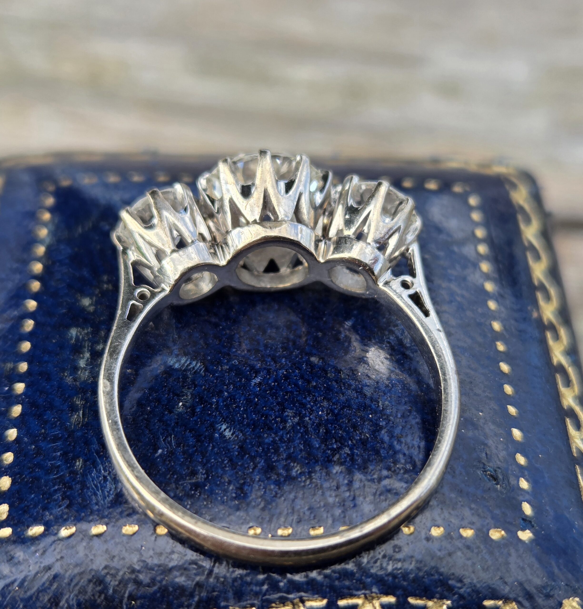 Wonderful 3ct Old cut Diamond Trilogy ring. - Image 9