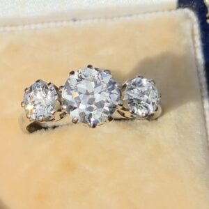 Wonderful 3ct Old cut Diamond Trilogy ring.